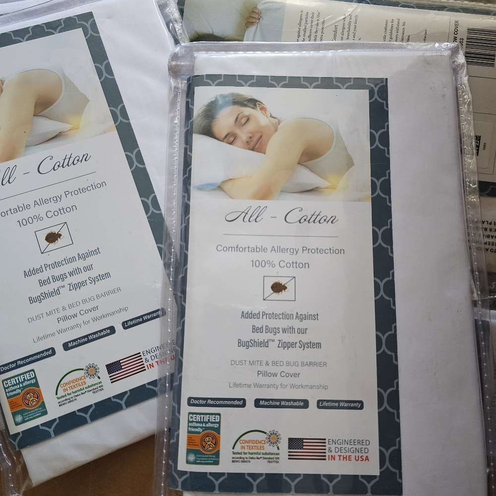 2 Pack National Allergy Premium 100% Cotton Zippered Pillow Protector King Size